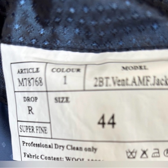 Mantoni Men's Navy Plaid Windowpane Single-Breasted Blazer 44R Super Fine Wool - Picture 13 of 14